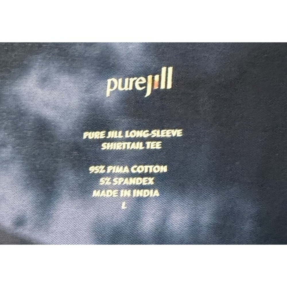NWT pure jill Long Sleeve Tie Dye J.Jill Womens Shirttail Tee Top Blouse Size L - Picture 6 of 10